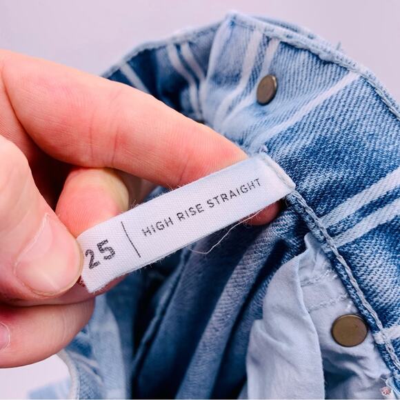 Pacsun High Rise Straight Striped Cropped Jeans Womens Size 25 - Picture 10 of 11